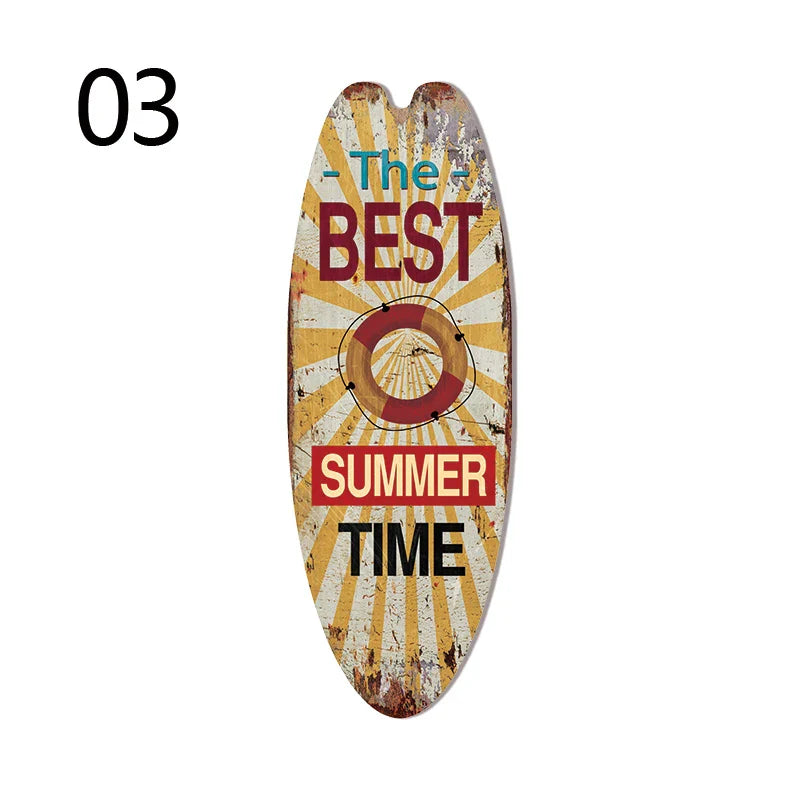 Vintage Surfboard Wooden Wall Sign – Ocean Beach Decor