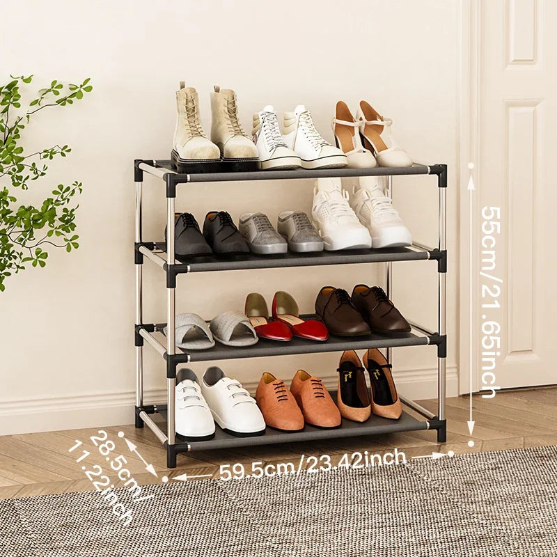 Stylish Space-saving Black Metal Simple Shoe Rack Footwear Organizer Stand Holder for Living Room
