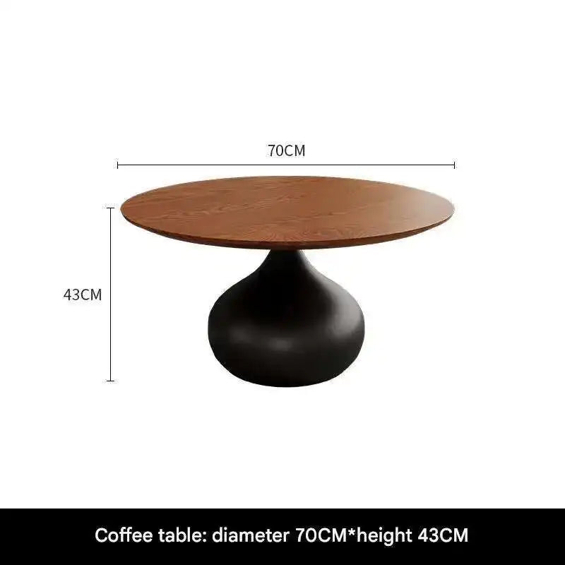 Elegant Round Wooden Coffee Table Set for Living Room