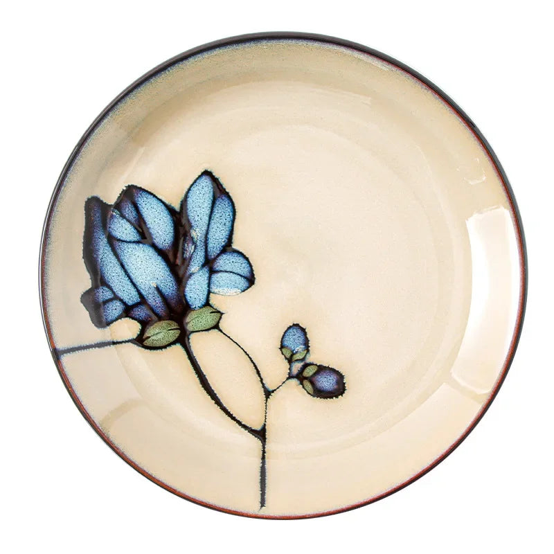 Exquisite Hand-Painted Ceramic Floral Dish Set