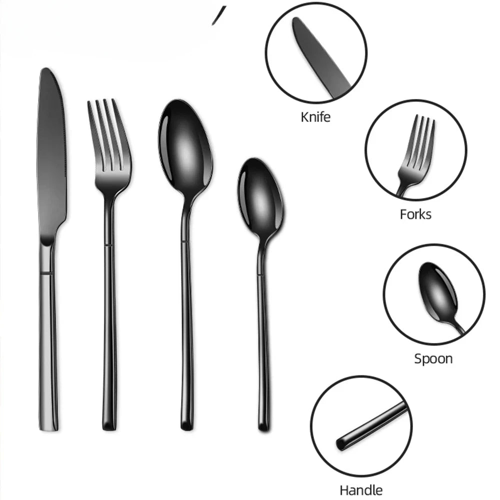Elegant Stainless Steel Tableware Set: 24-Piece Luxury Dining