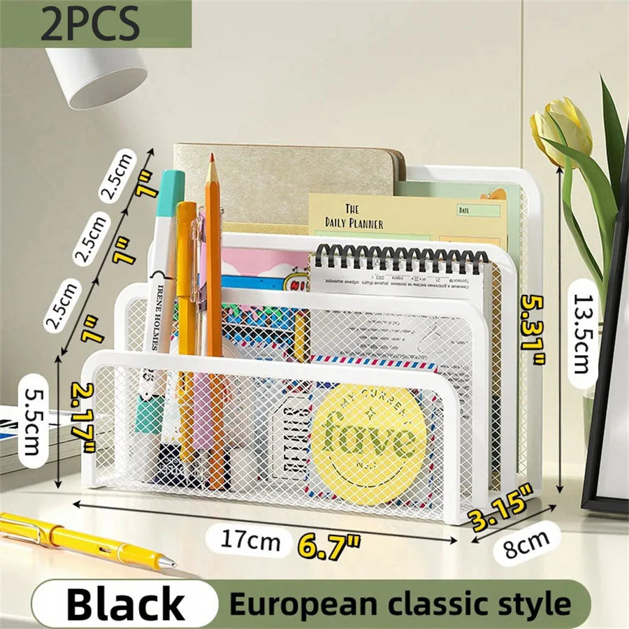 Elegant Metal Mesh Desk Organizer - Streamline Your Workspace