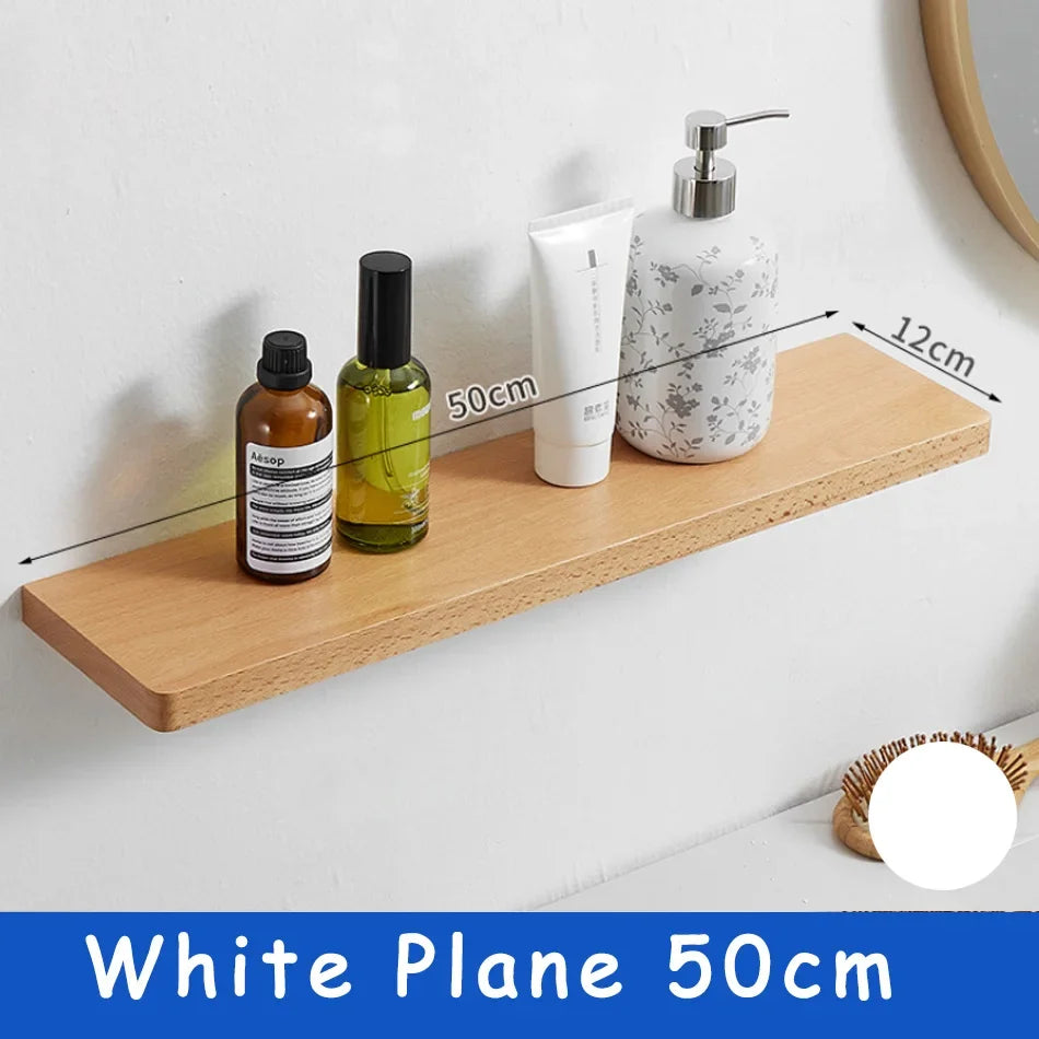 Elegant Wall-Mounted Wooden Bathroom Shelf