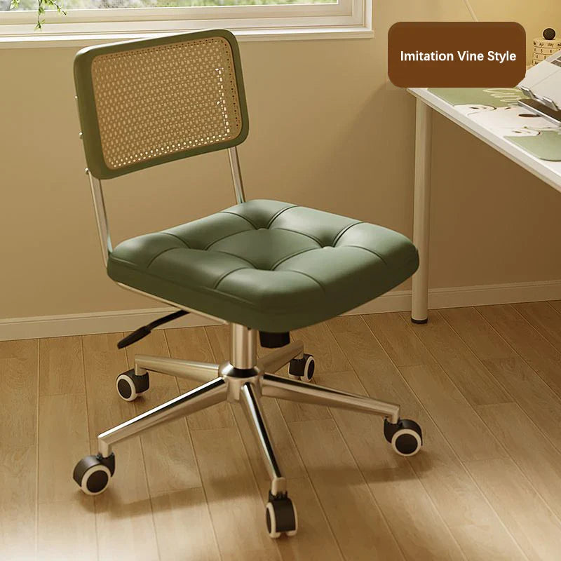 Ergonomic Retro Leather Office Chair with Mesh Back