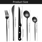 Elegant Black Stainless Steel Dinnerware Set - 30pcs