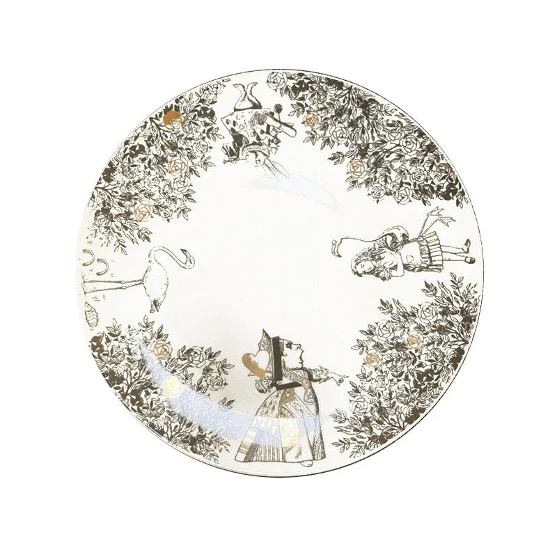 Exquisite Hand-Painted Alice in Wonderland Ceramic Plate