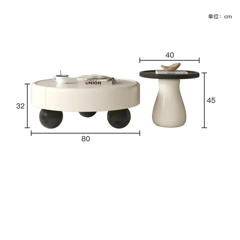 Elegant Cream Coffee Table with Storage Drawers