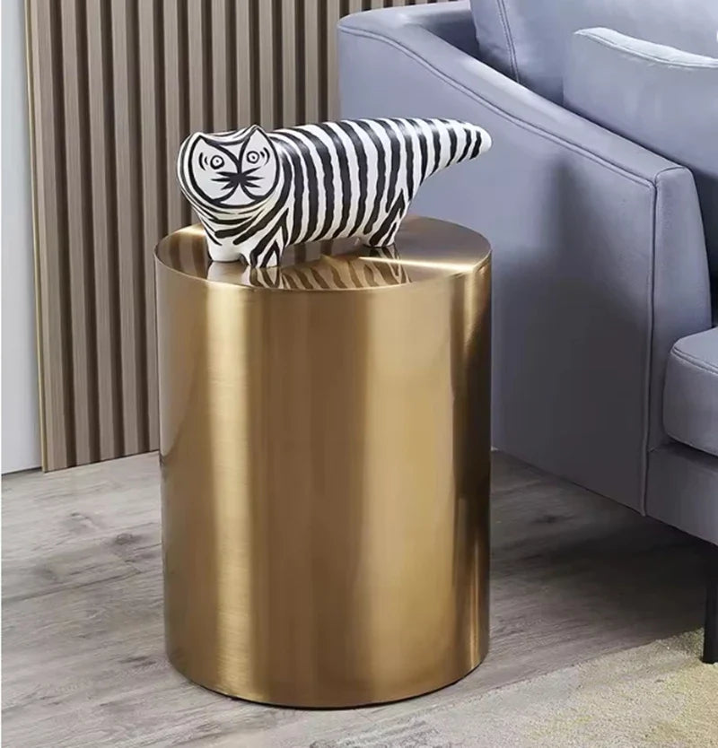 Elegant Golden Round Coffee Table – Modern Sophistication