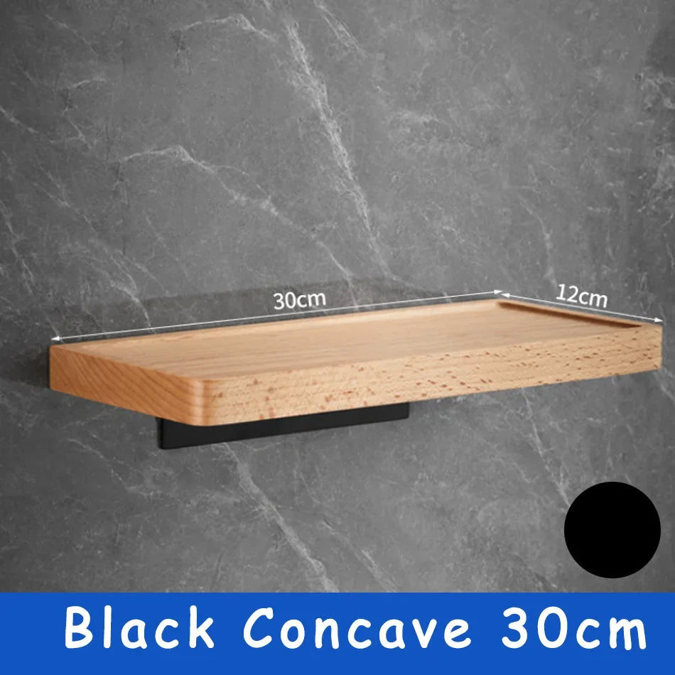 Elegant Wall-Mounted Wooden Bathroom Shelf