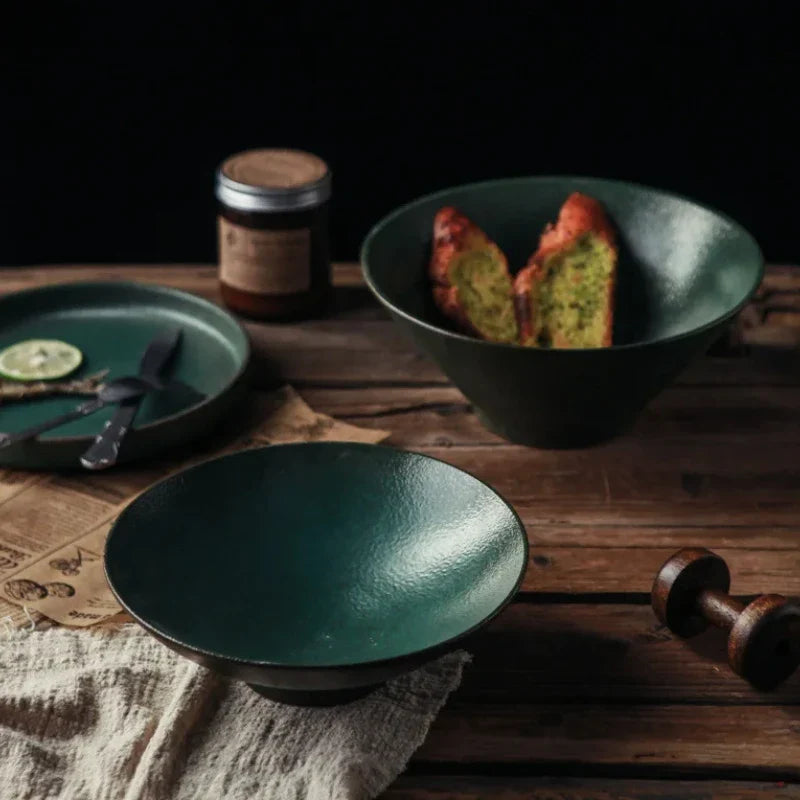 Exquisite Green Ceramic Bowl Set for Elegant Dining