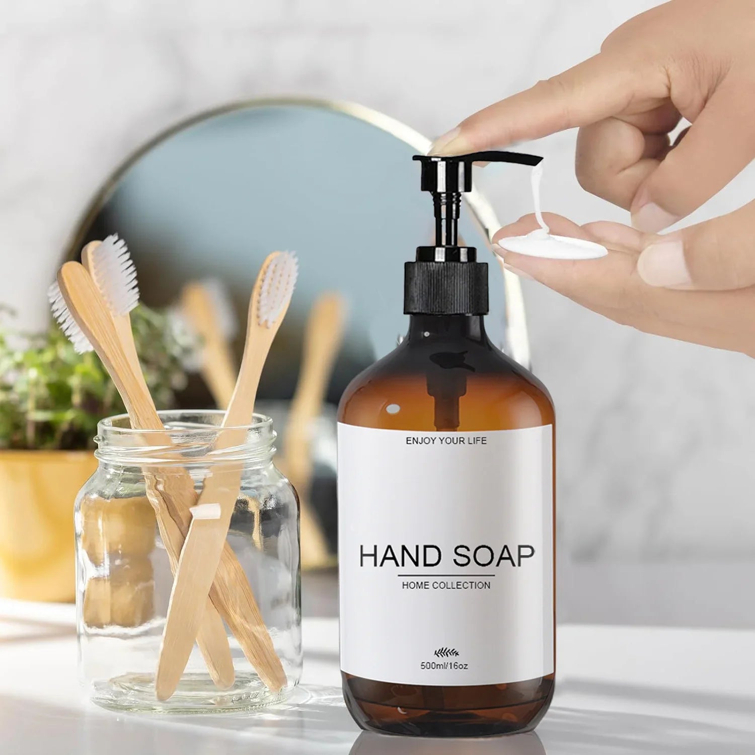Elegant Matte Soap Dispenser Set with Tray for Kitchen & Bathroom