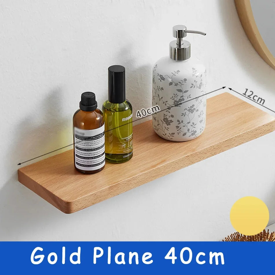 Elegant Wall-Mounted Wooden Bathroom Shelf