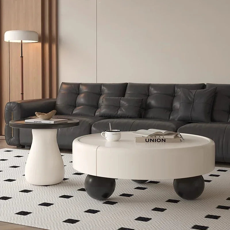 Elegant Cream Coffee Table with Storage Drawers
