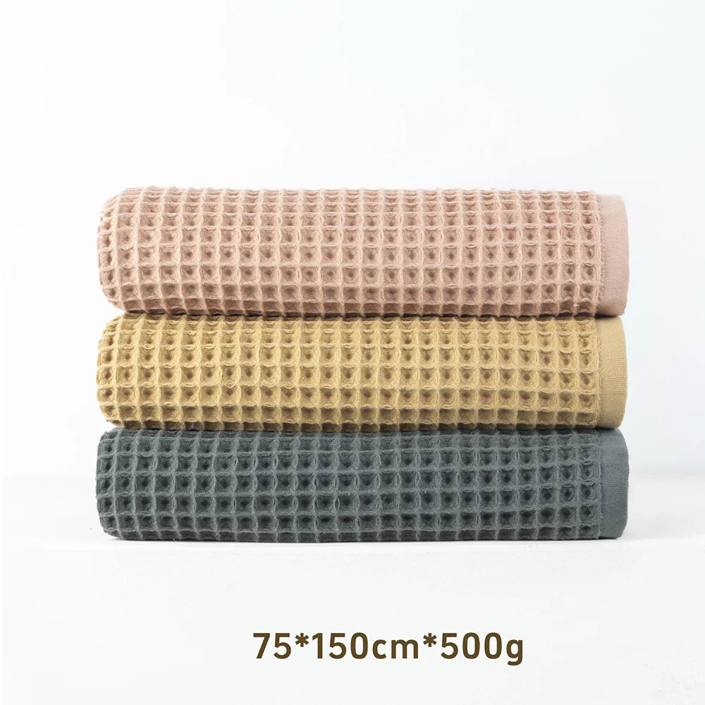Luxurious 100% Cotton Waffle Bath Towel - Extra Large & Absorbent