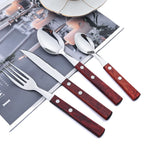 Exquisite Wooden Handle Stainless Steel Cutlery Set - 24Pcs
