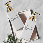 Elegant Square Soap Dispenser Set with Gold Pump