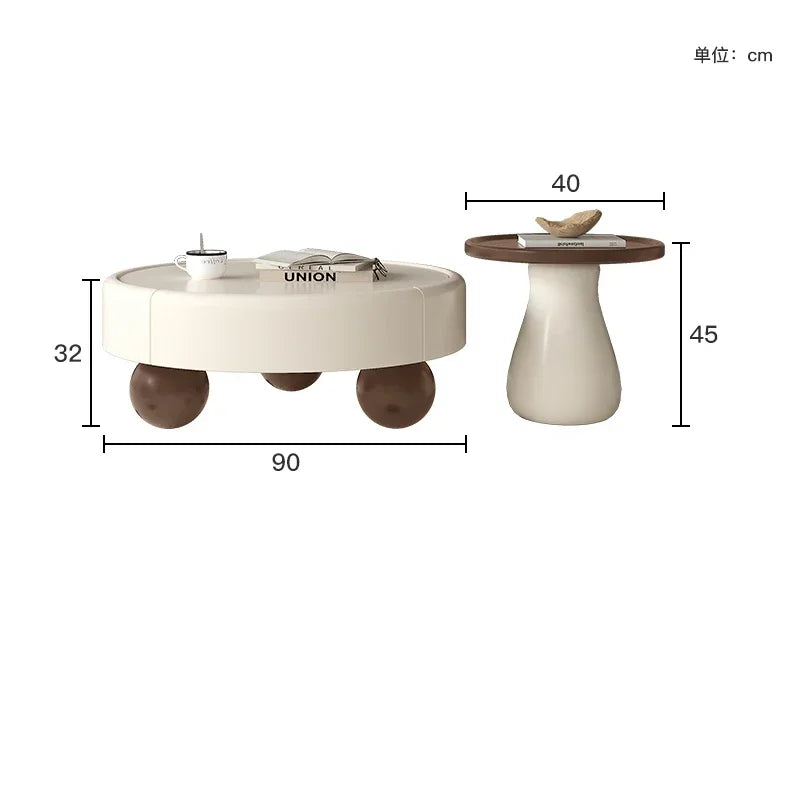 Elegant Cream Coffee Table with Storage Drawers
