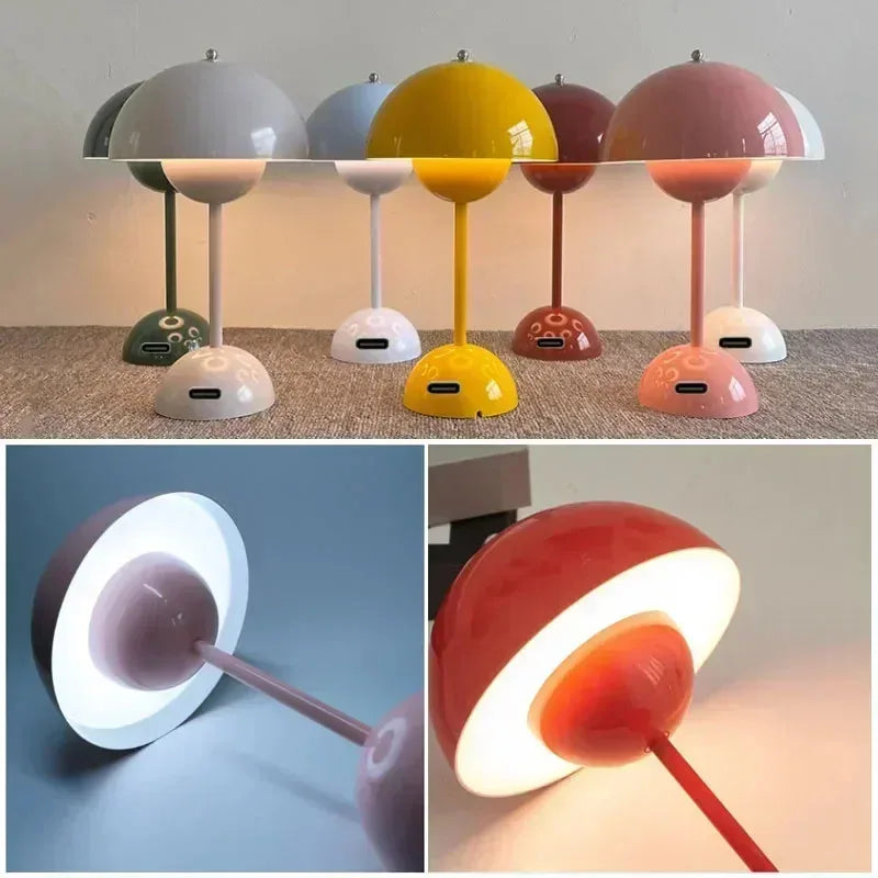 USB Rechargeable Mushroom Table Lamp Three Speed Adjustment Indoor Lighting Fixture Flower Bud Desk Lamps Hoom Decor Night Light