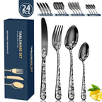 Exquisite 24-Piece Gold Steel Dinnerware Set