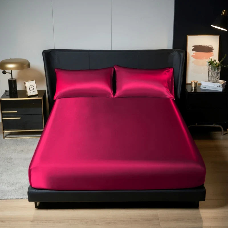 Luxury Satin Bedding Set with Elastic Fit - King Size