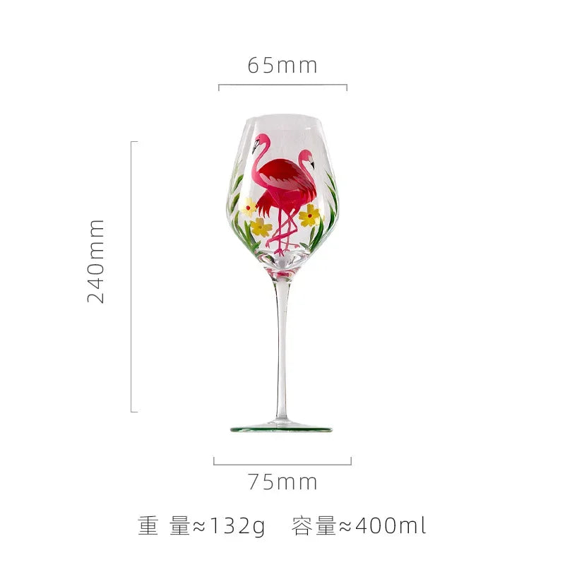 Exquisite Hand-Painted Floral Wine Goblet