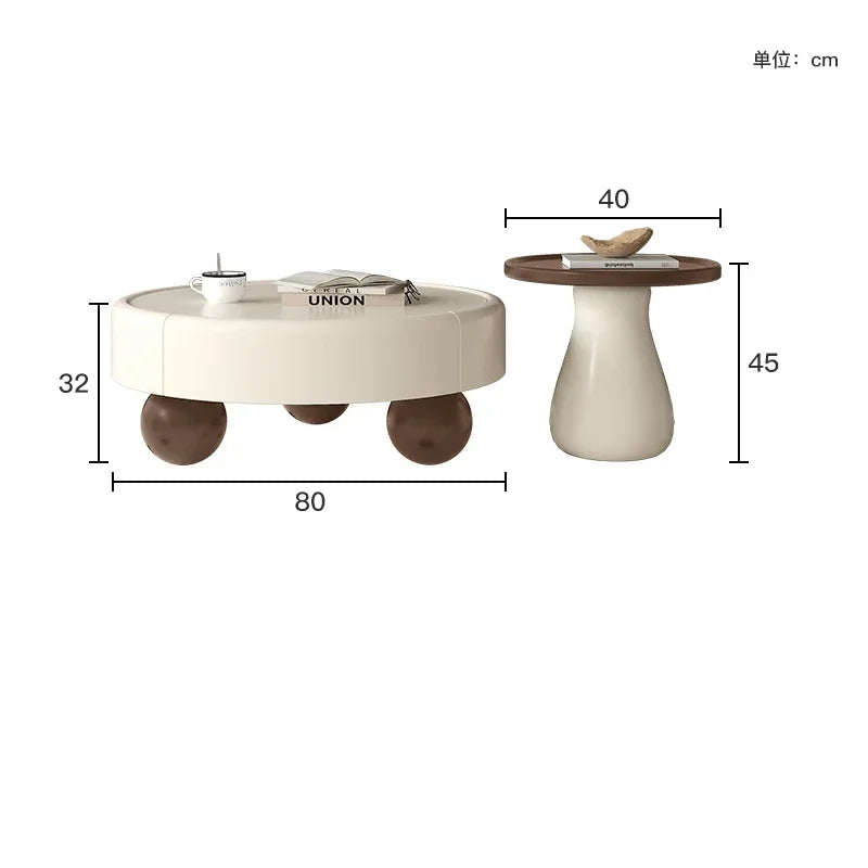 Elegant Cream Coffee Table with Storage Drawers