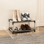 Stylish Space-saving Black Metal Simple Shoe Rack Footwear Organizer Stand Holder for Living Room