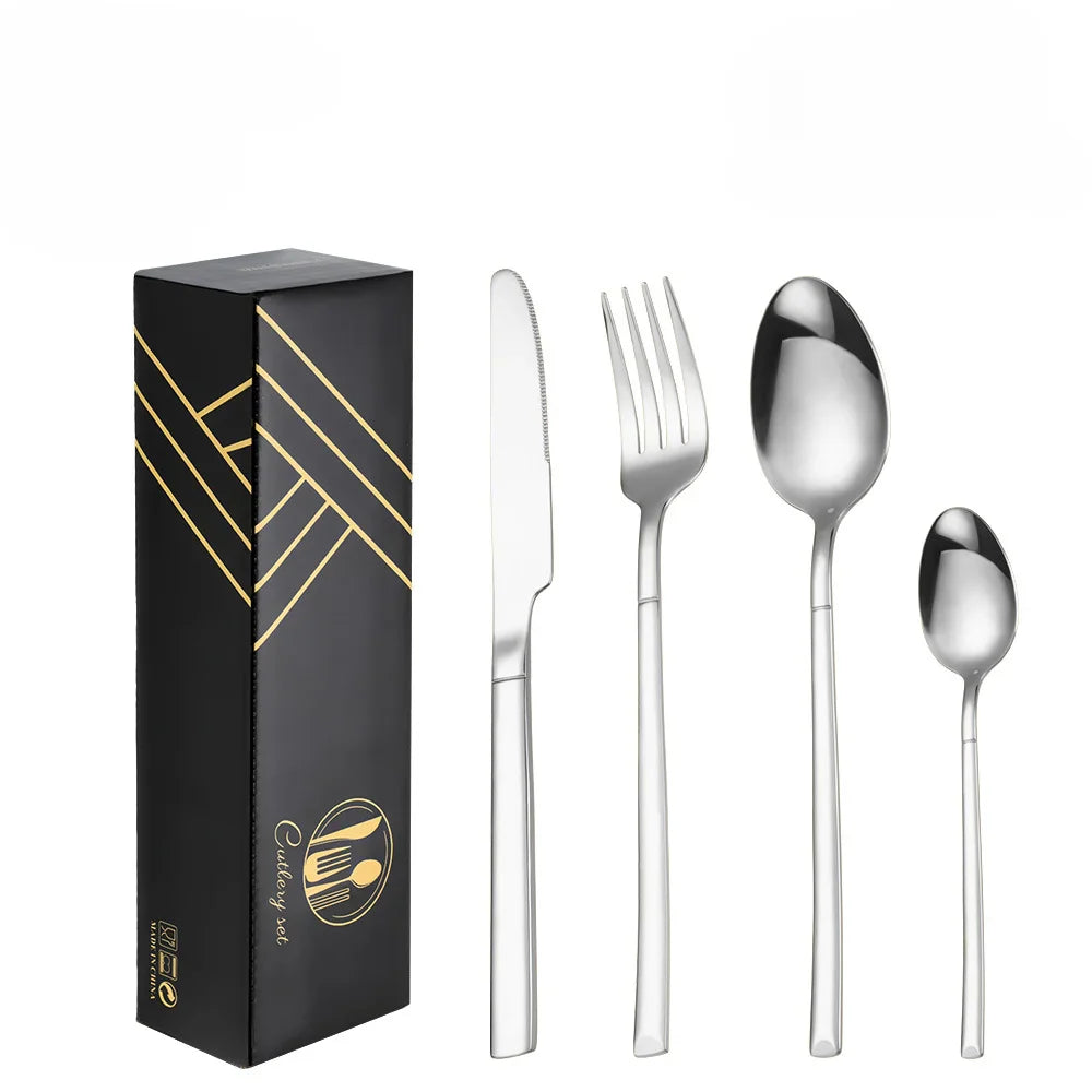 Exquisite Stainless Steel Cutlery Set - 16-Piece Luxury Tableware