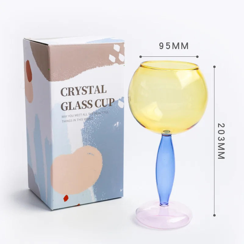 Elegant Contrast Color Glass Goblet - Creative Stemware