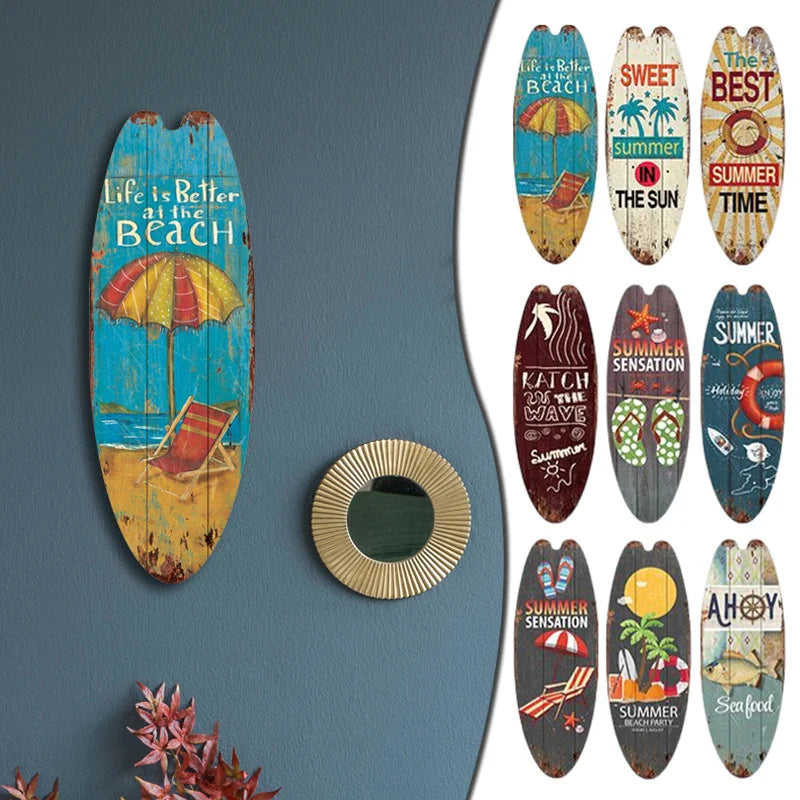 Vintage Surfboard Wooden Wall Sign – Ocean Beach Decor
