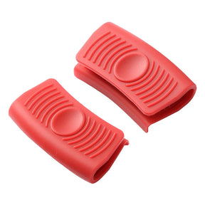 2pcs Silicone Anti-Scald Pot Handle Grip Cover Anti-slip Heat Resistant Pot Clip Holder Sleeve for Frying Cast Iron Skillet Pan