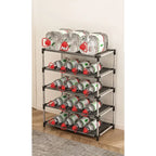 Stylish Space-saving Black Metal Simple Shoe Rack Footwear Organizer Stand Holder for Living Room