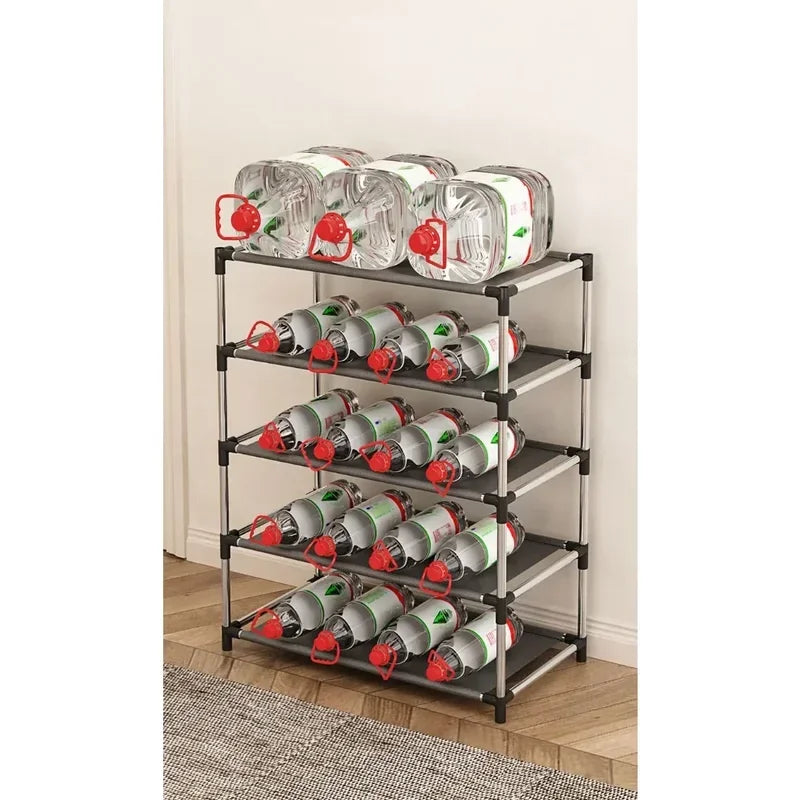 Stylish Space-saving Black Metal Simple Shoe Rack Footwear Organizer Stand Holder for Living Room