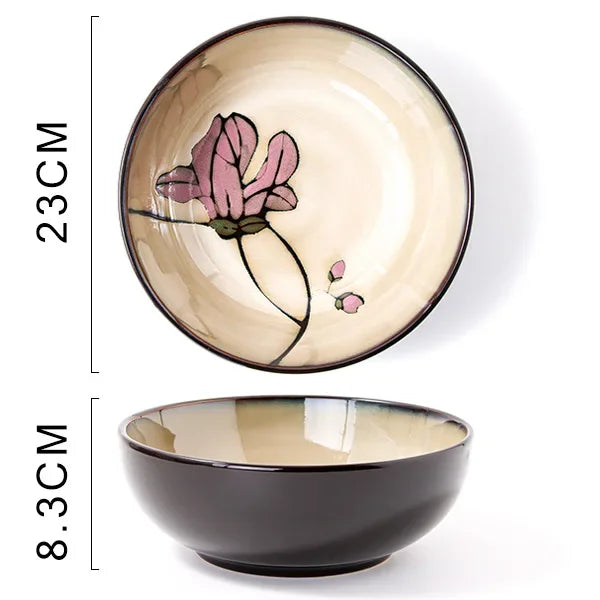 Exquisite Hand-Painted Ceramic Floral Dish Set