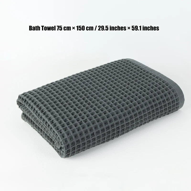 Luxurious 100% Cotton Waffle Bath Towel - Extra Large & Absorbent