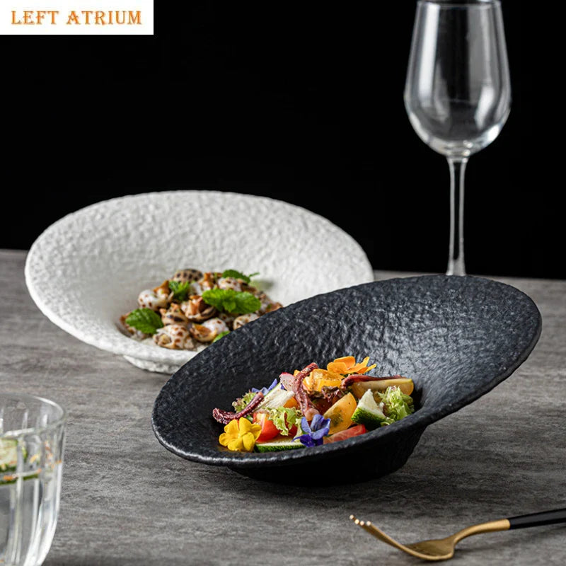Elegant Oblique Ceramic Dining Bowl