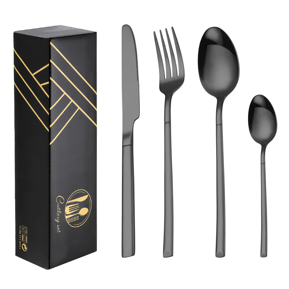 Exquisite Stainless Steel Cutlery Set - 16-Piece Luxury Tableware