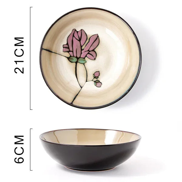 Exquisite Hand-Painted Ceramic Floral Dish Set