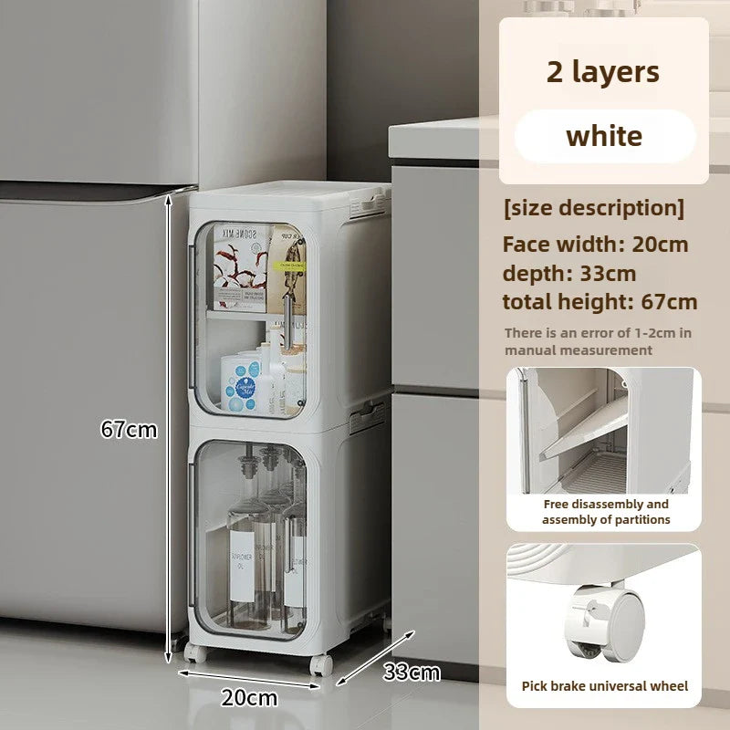 Elegant Narrow Bathroom Storage Cabinet with Wheels