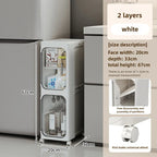 Elegant Narrow Bathroom Storage Cabinet with Wheels