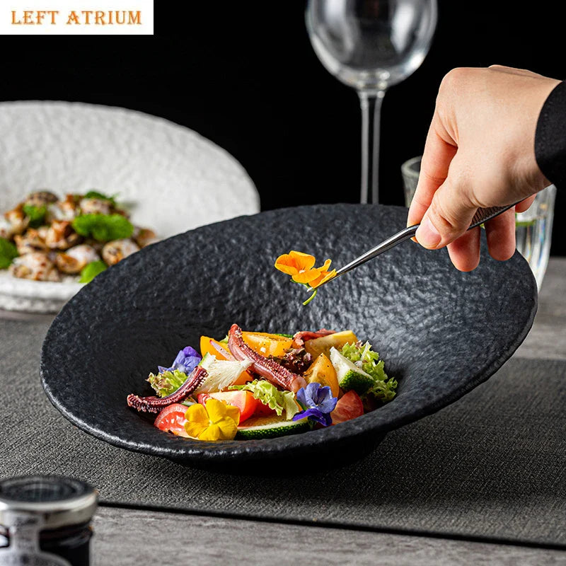 Elegant Oblique Ceramic Dining Bowl