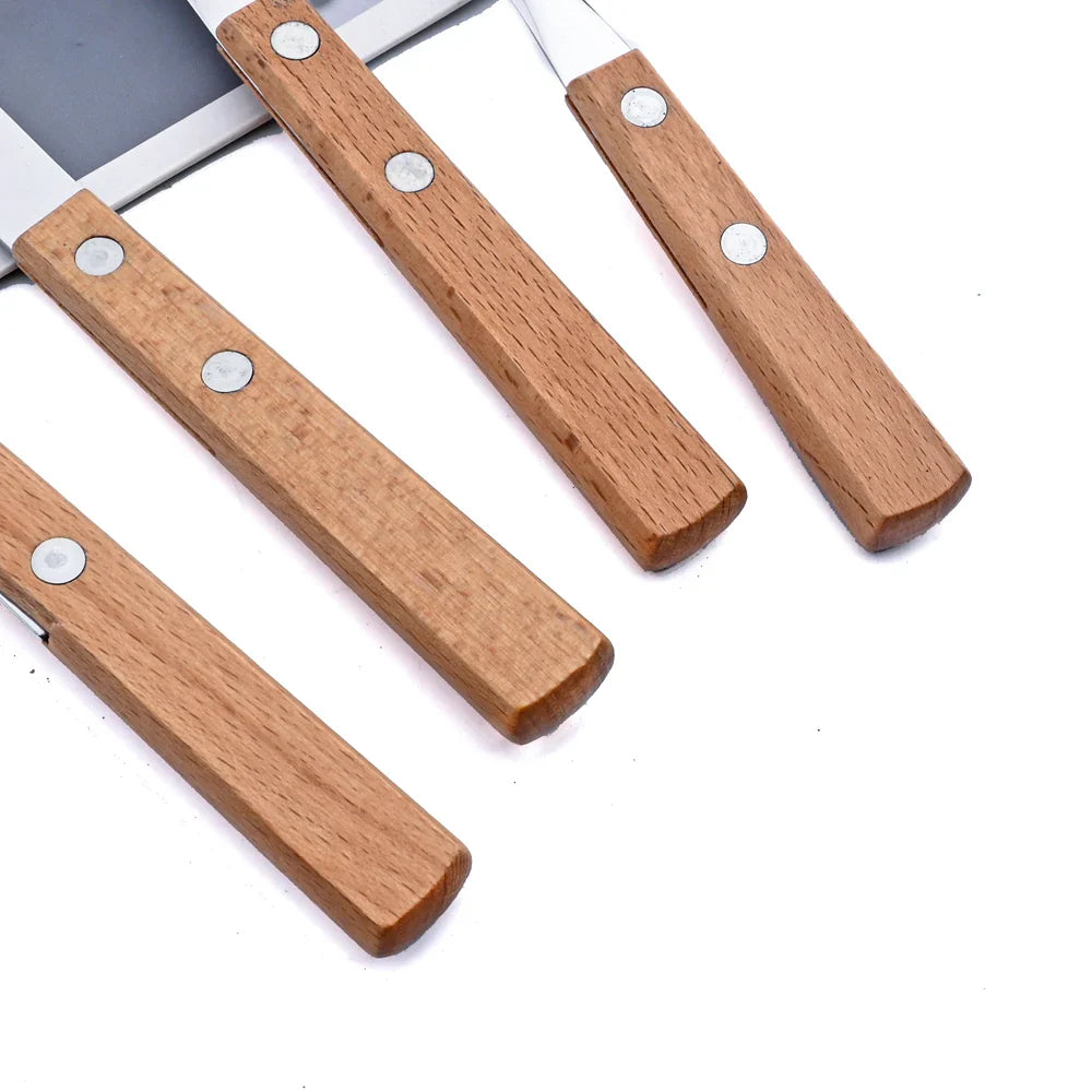 Exquisite Wooden Handle Stainless Steel Cutlery Set - 24Pcs