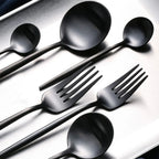 Elegant Black Stainless Steel Dinnerware Set - 30pcs