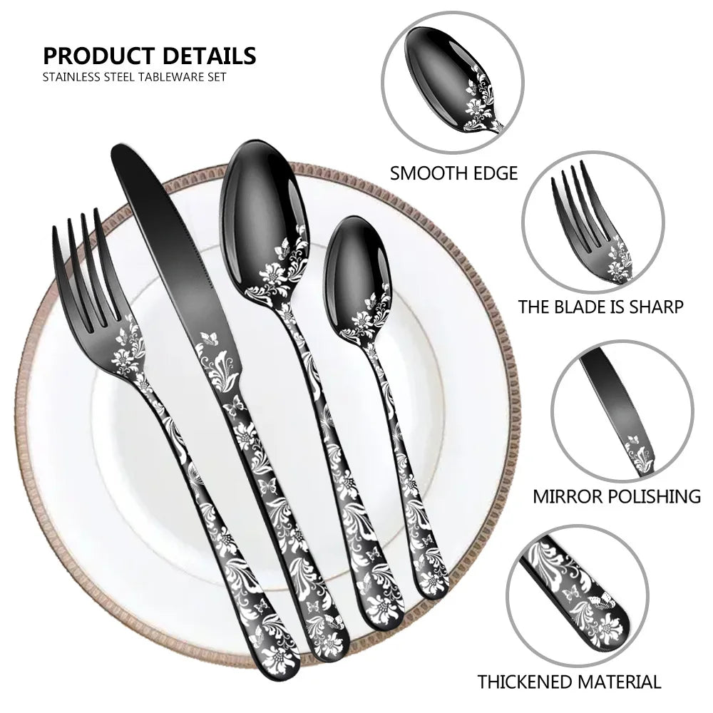 Exquisite 24-Piece Gold Steel Dinnerware Set