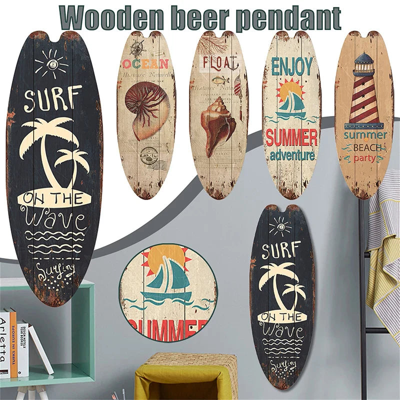 Vintage Surfboard Wooden Wall Sign – Ocean Beach Decor