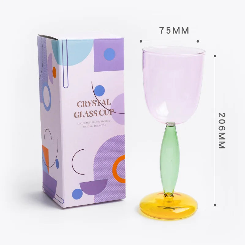 Elegant Contrast Color Glass Goblet - Creative Stemware