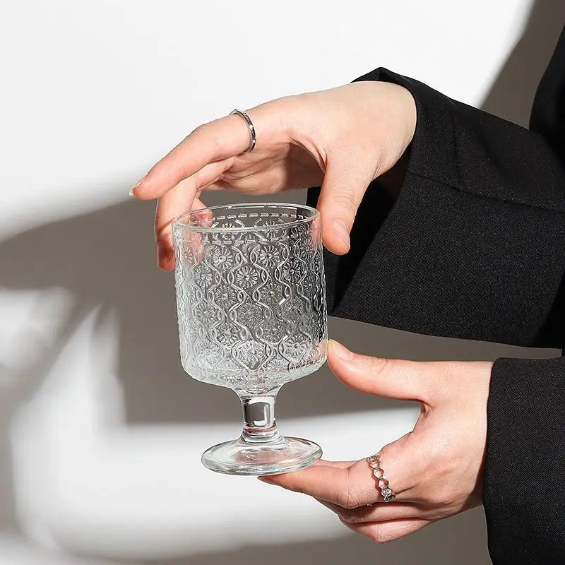 Exquisite Vintage Sunflower Relief Glassware
