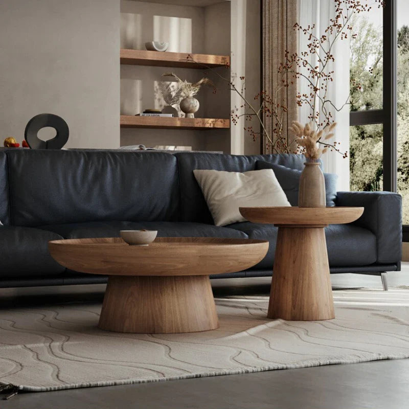 Exquisite Walnut Round Coffee Table for Modern Living Rooms