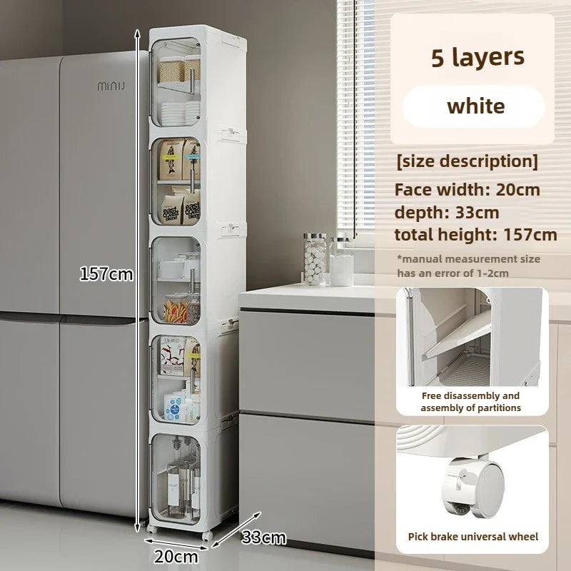 Elegant Narrow Bathroom Storage Cabinet with Wheels