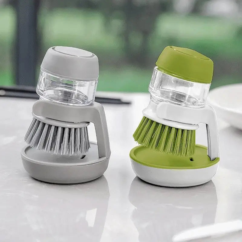 Kitchen Wash Pot Dish Brush with Dispenser Liquid Filling By Pressing Does Not Hurt Pan Automatic Cleaning Brushes